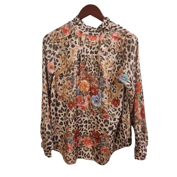 Johnny Was Top Amabel Animal Print Blouse Silk XSmall - Picture 2 of 6